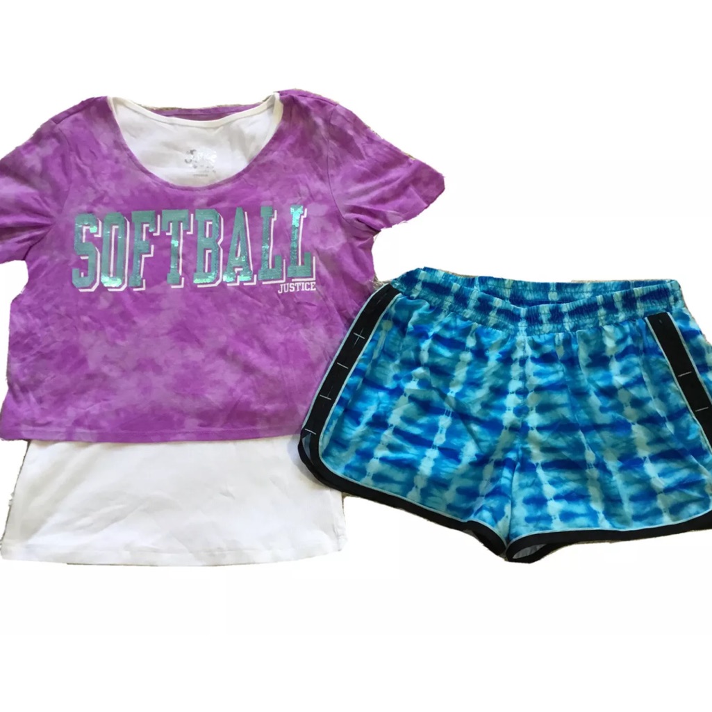 Justice Girls 20 Softball Shirt Shorts Bundle